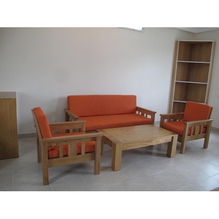 Slatted Oak : Ghế Sofa Đơn Gỗ Sồi Kèm Nệm